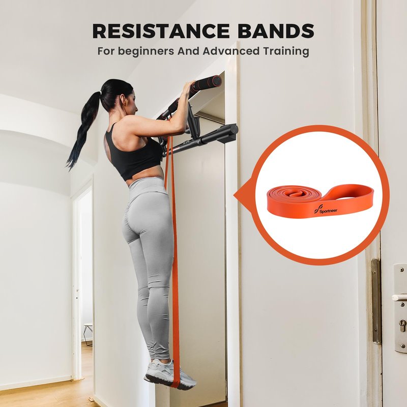 Sportneer 2026 Upgrade Pull up Bar for Doorway with Folding Handle, Door Pull up Bar Door Frame Multi-grip Upper Body Trainer, 440lb, Indoor Fitness for Home Gym Strength Training - US Patent Pending (Black)