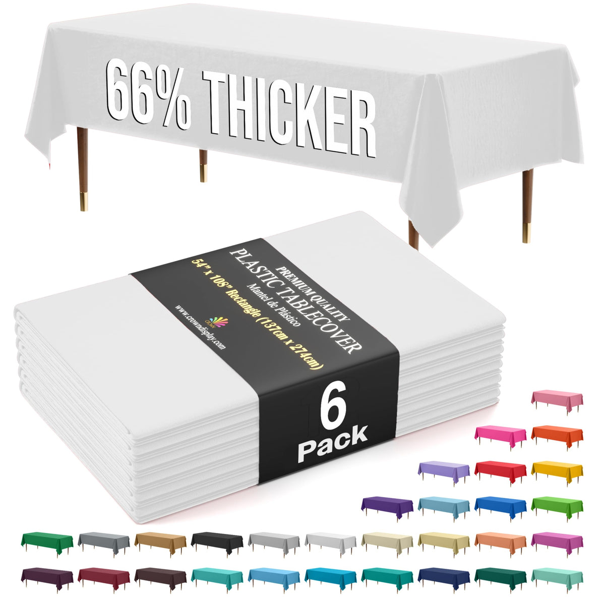 Exquisite Party Solids 66% Thicker Premium Plastic Table Cloth Rectangle Table Cover 0.5 Mil 12 Pack Red Table Cloth 54 Inch x 108 Inch Disposable Tablecloth Won't Tear Easily Like Cheap Thin Brands