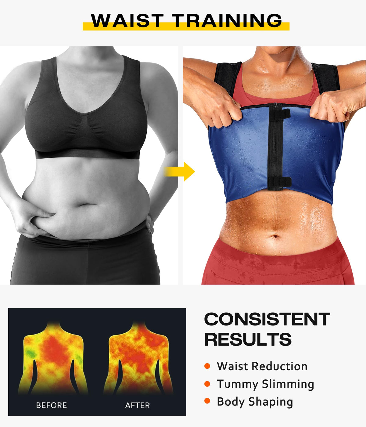 Junlan Waist Trainer for Women Sauna Suit Sweat Vest for Working Out Blue