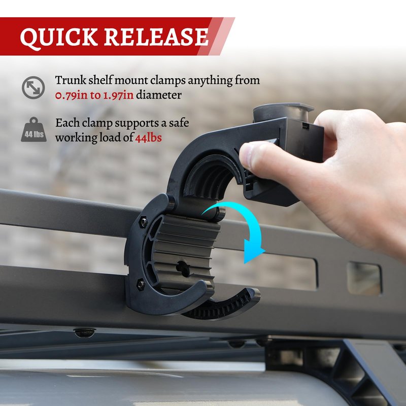 Shovel Holder Rubber Grip Mount Kit with lock Fits 0.79"-1.79" Diameter Tools Handles Quick-Release for Off-road Vehicle Roof Rack Molle Panels SUV Trucks UTV ATV M6 Nut