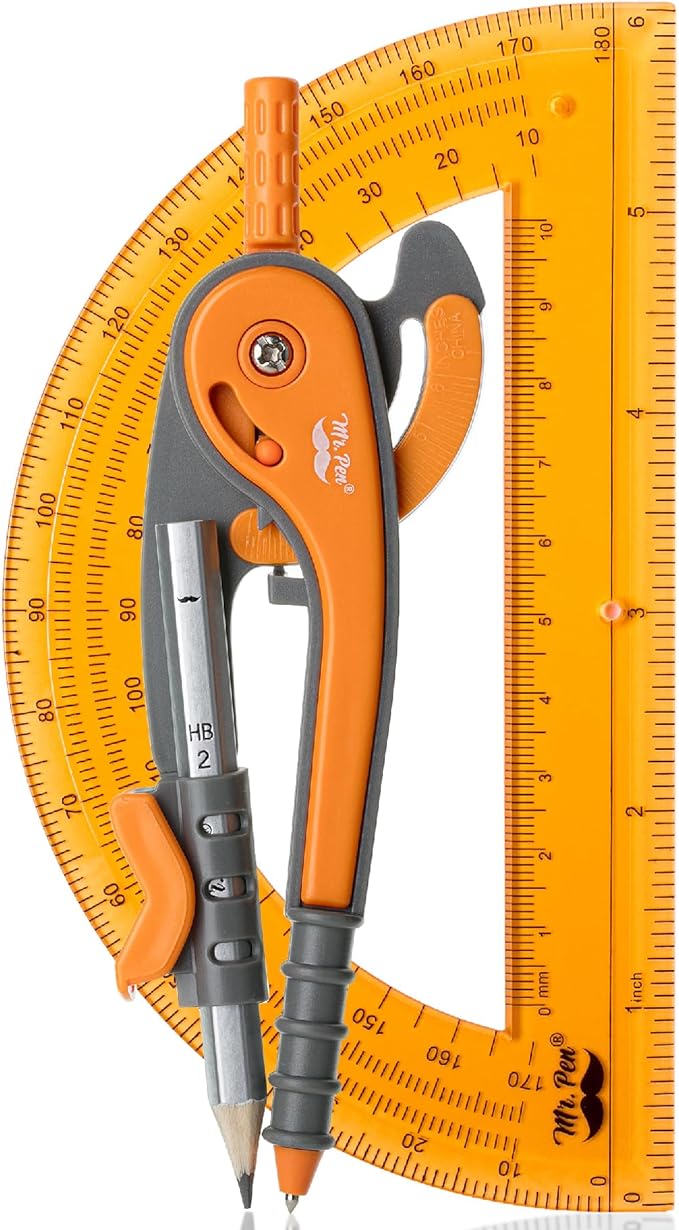 Mr. Pen- Compass and Protractor Set, Math Compass for Geometry and Drawing