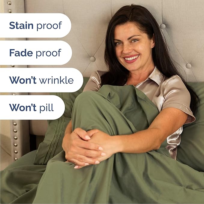 Cal King Size 4 Piece Sheet Set - Comfy Breathable & Cooling Bed Sheets Set - Hotel Luxury Bedding for Women, Men, Kids, Teens, Boys & Girls - Deep Pockets, Soft, Wrinkle Free - Oeko-Tex - Sage Green