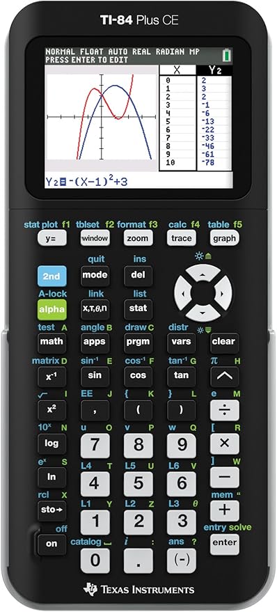 Texas Instruments TI-84 PLUS CE Graphing Calculator, Black (Frustration-Free Packaging) (84PLCE/PWB/2L1/A)
