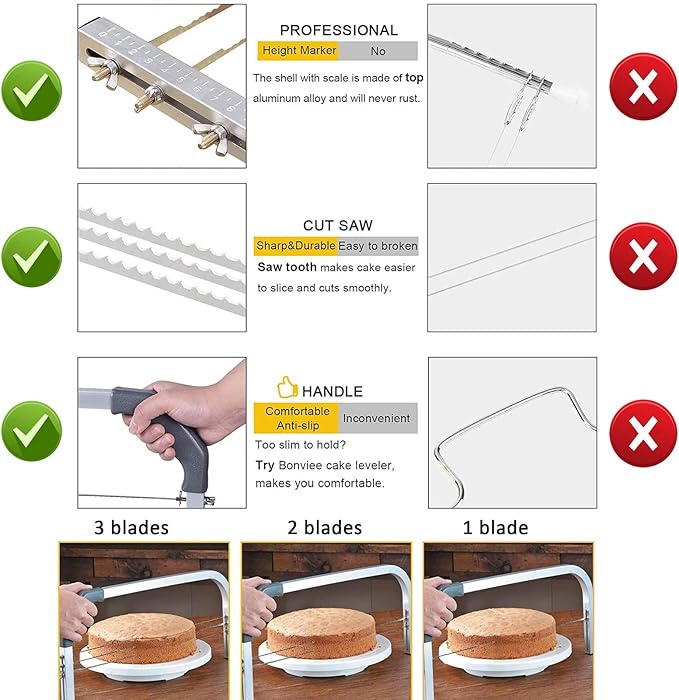 CALOPET Professional Cake Leveler Slicer Cutter 4-Layer Stainless Cutter