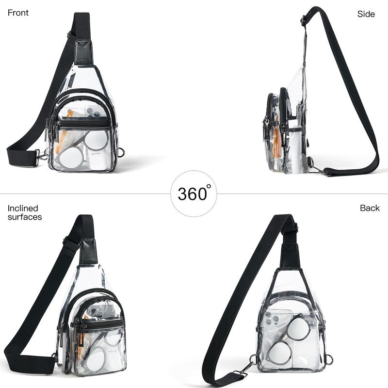 Leresas Clear Sling Bag for Stadium Events Women Men Transparent Purse Stadium Approved Clear Backpack Concerts Black-1