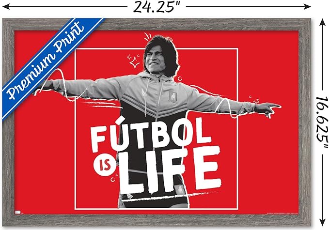 Ted Lasso - Futbol is Life Wall Poster, 22.4L" x 14.7W", Barnwood Framed Version
