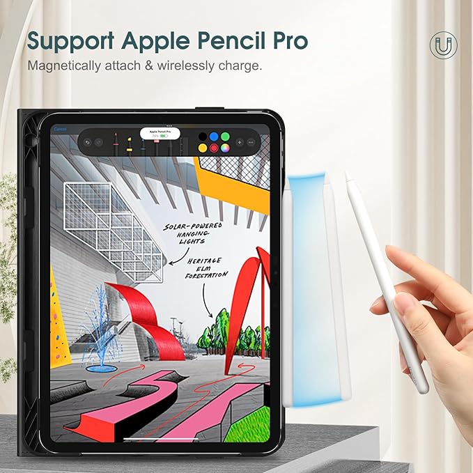 Fintie Folio Case for iPad Pro 11-inch (M5) 2025 / (M4) 2024 - Multiple Angles Viewing Stand Protective Cover with Pencil Holder & Pocket, Auto Wake/Sleep, Black