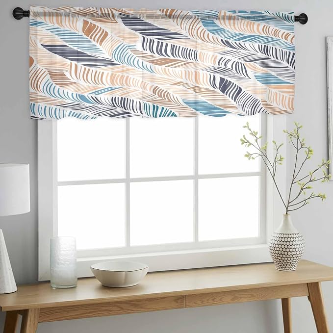 Abstract Stripes Sheer Valance Curtains