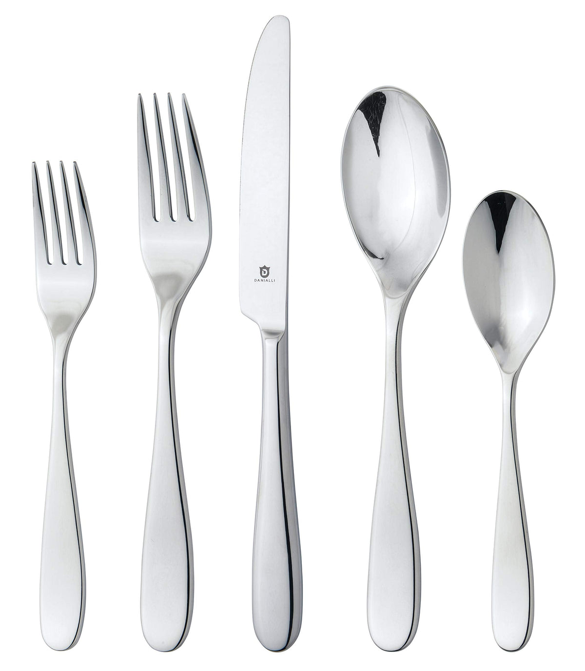 DANIALLI Engraved Silverware Set for 8 | 18/10 Stainless Steel Flatware with Mirror Finish and Engraved Handles | Heavy-Duty, Dishwasher Safe, Built to Last (40-Piece, Mezzano Engraved)