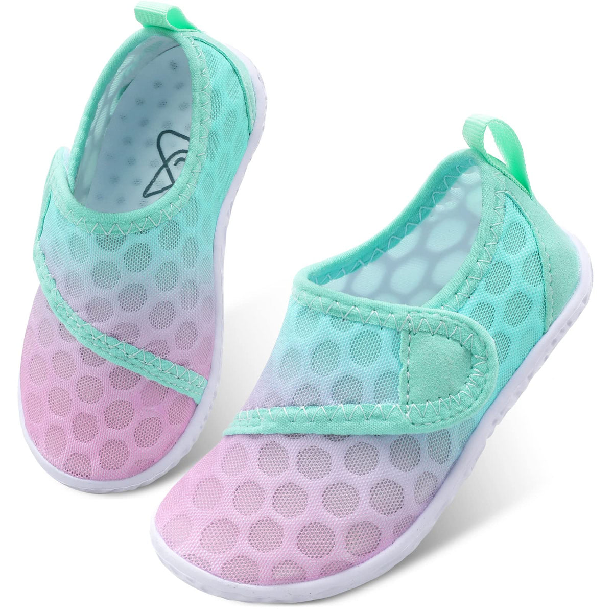 LeIsfIt Toddler Water Shoes Boys Girls Barefoot Aqua Socks Kids Breathable Quick-Dry Swim Shoes for Beach Pool Surf, Pink Green, 6 Toddler