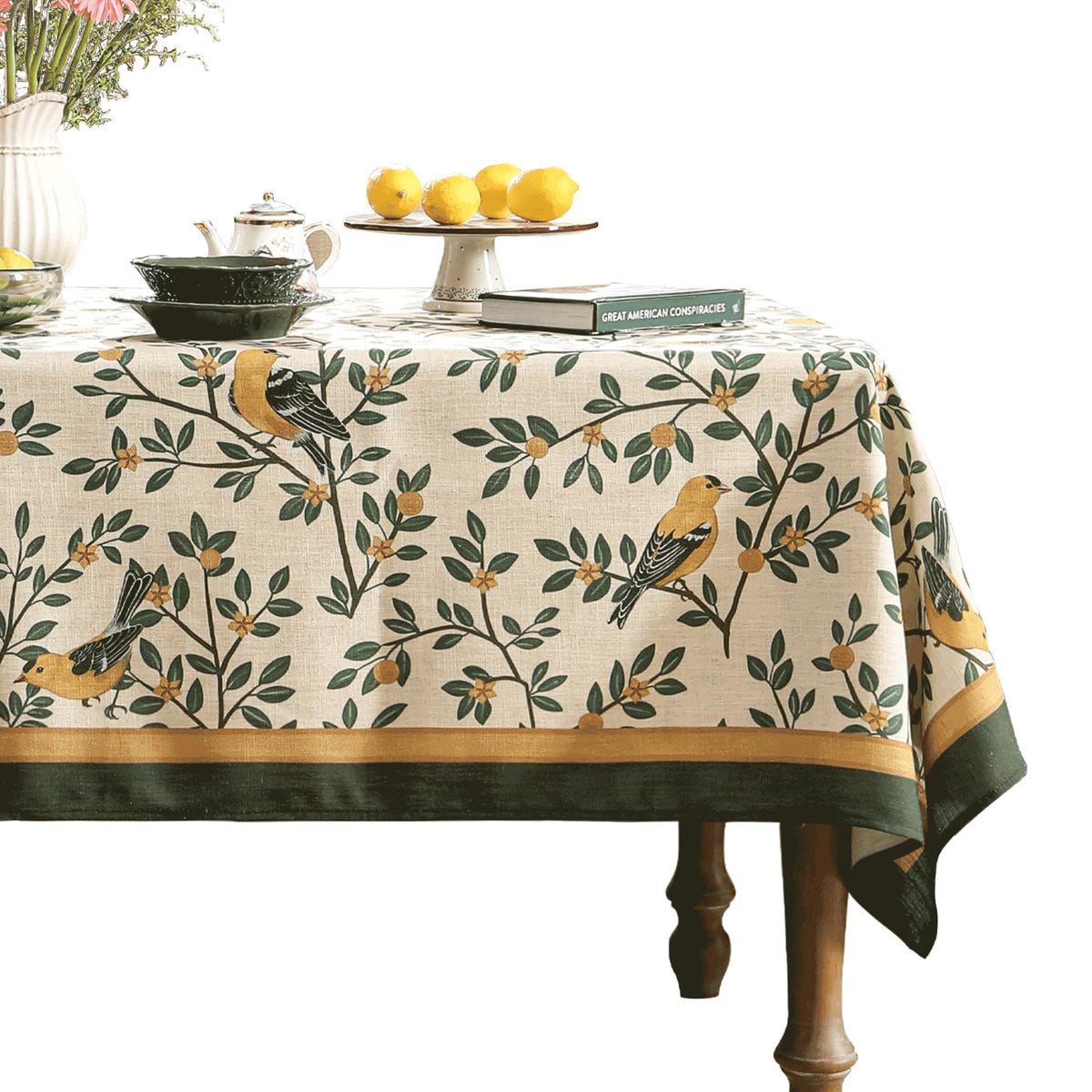 patdrea Vintage French Linen Tablecloth,Rectangular,87"x55"-Wensel