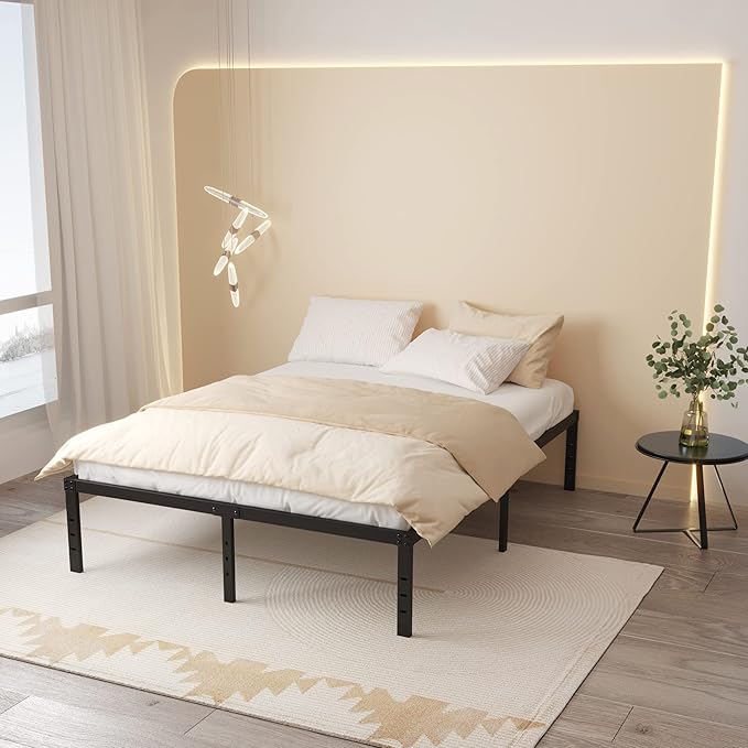 16 Inch King Bed Frame No Box Spring Needed, Heavy Duty King Platform Bed Frame Support Up to 3000 lbs, Easy Assembly, Noise Free, Black