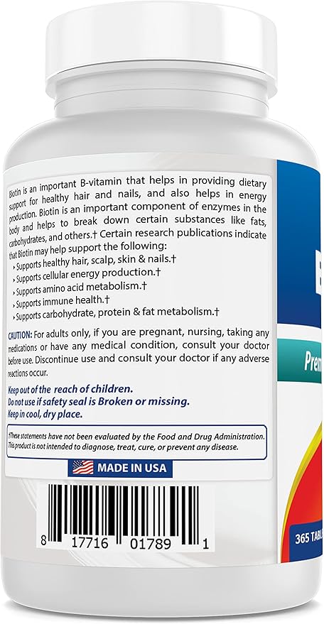Best Naturals Biotin (Also Called Vitamin B7), 10,000 mcg 365 Tablets (365 Count (Pack of 2))