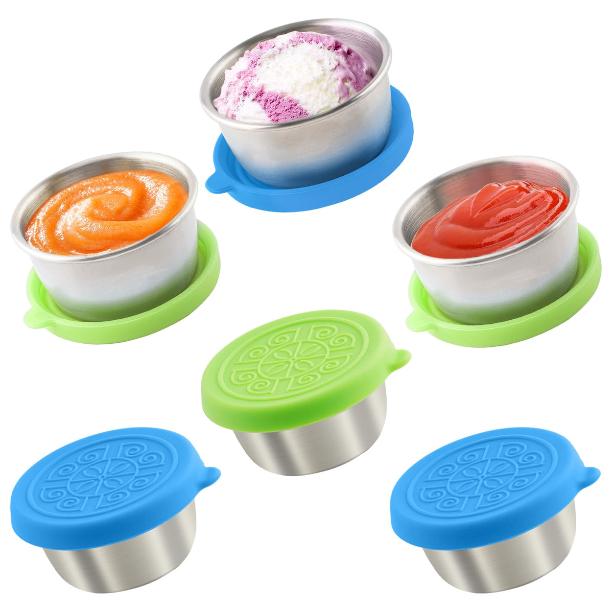 6x1.6 Oz Salad Dressing Containers With Lids, Small Leakproof Reusable Stainless Steel Salad Dressing Container To Go For Lunch Boxes,Sauce containers, Picnics,Travel Meal Prep And Kitchen Storage.