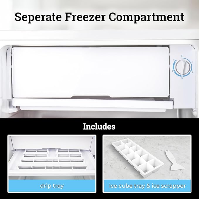 Igloo 2.6 Cu. Ft. Compact Refrigerator with Freezer - Mini Fridge for Dorm, Office, and Bedroom - Includes Adjustable Shelves and 8-Can Dispenser - 2-Liter Storage - White