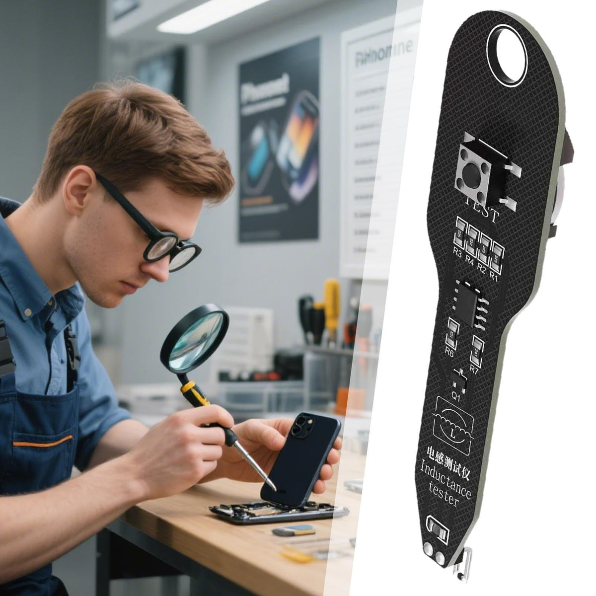 Inductance Tester, Motherboard Coil Tester, Electronic Circuit Board Inductor Detector Repair Fault Detection Tool, Electromagnetic Induction Circuit Board Quick Fault Check Tool, for PC Phone Repair