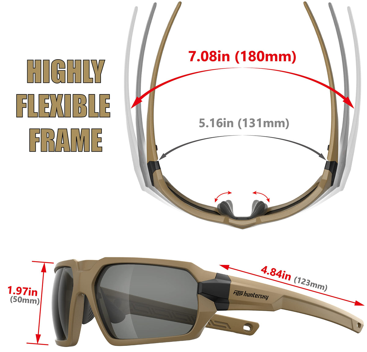 HTS HUNTERSKY Q37 Anti Fog Polarized Tactical Hunting Shooting Sunglasses ANSI Z87.1+ Military Grade Ballistic Impact Protection Eye Pro with Case Motorcycle Riding Driving Range Outdoors