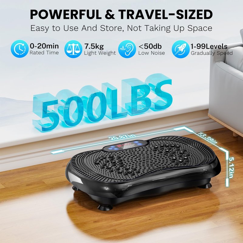 Vibration Plate Exercise Machine, Lymphatic Drainage Machine for Weight Loss, 100-Speed Platform with Remote & Bands, Quiet Full Body Vibrating Plate 500 Lbs Capacity Fitness Platform(Black)