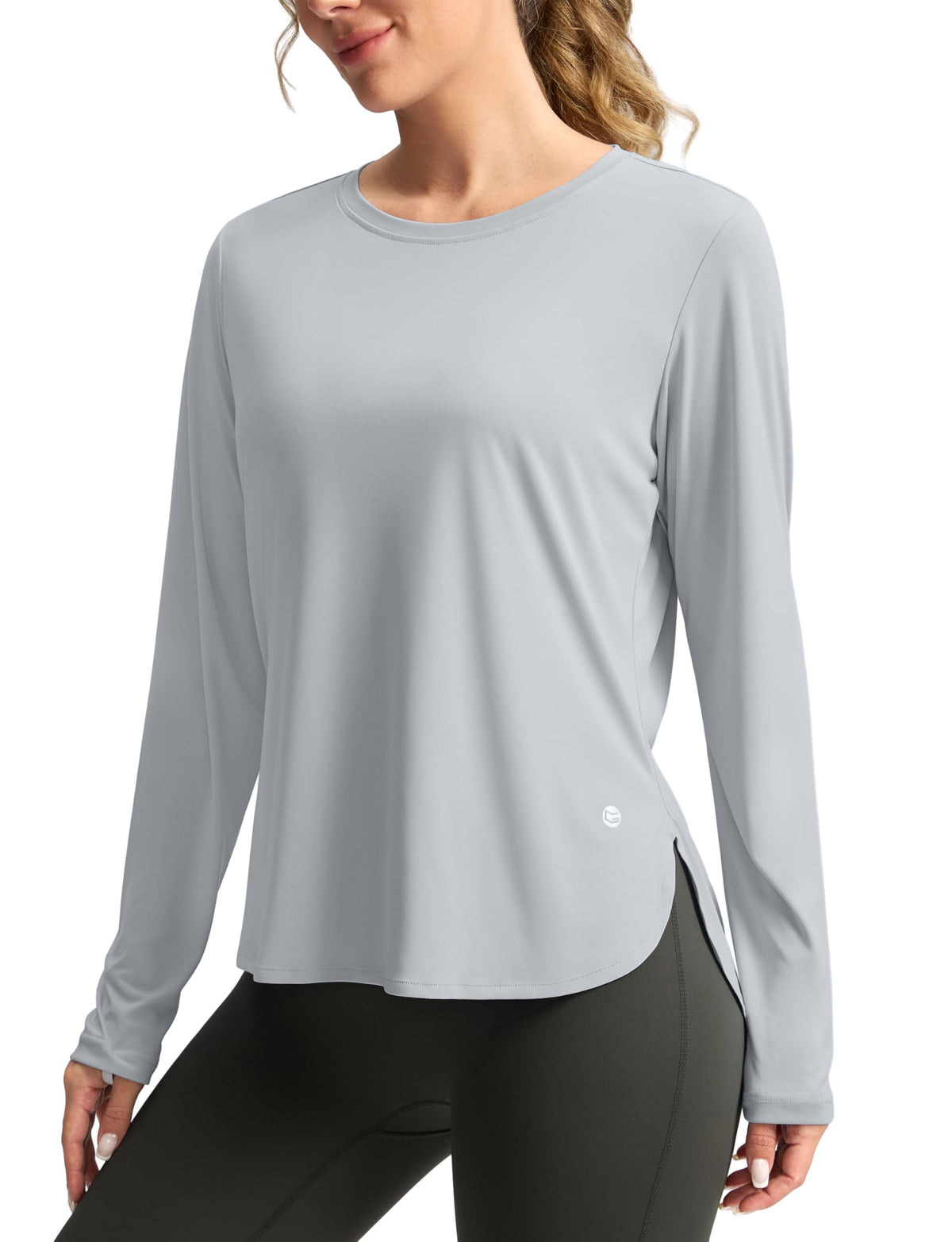 Women's Sun Shirts UPF 50+ Long Sleeve UV Protection Shirt Lightweight Quick Dry Workout Hiking Tops for Women(Light Grey,M)