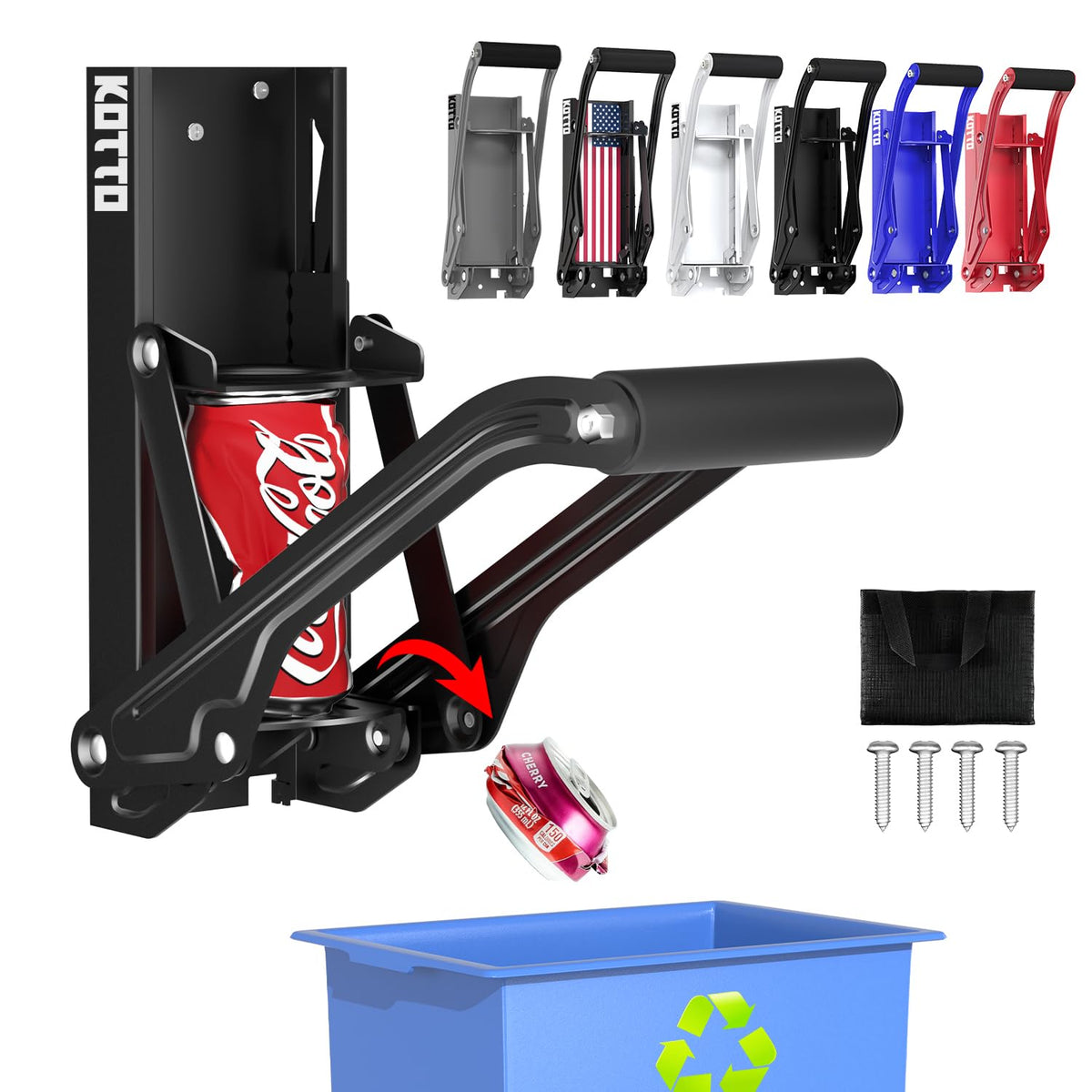 Kotto Can Crusher Wall Mounted Can Crushers for Recycling 8-16oz Cans