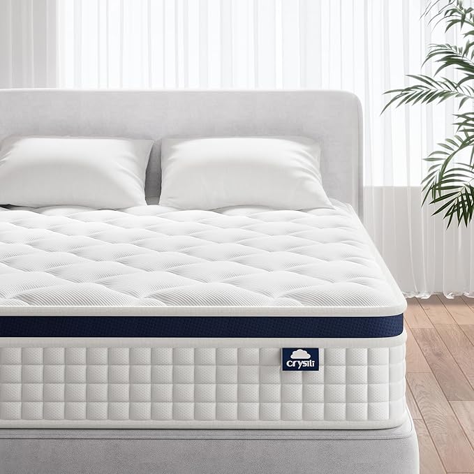 Crystli Full Mattress, 10 Inch Full Size Mattress Bed in A Box, Medium Firm Hybrid with Zero Pressure Foam, Innerspring for Pressure Relief, CertiPUR-US Certified
