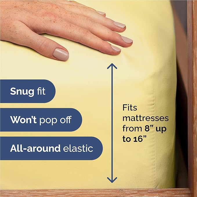 Full Size 4 Piece Sheet Set - Comfy Breathable & Cooling Bed Sheets Set - Hotel Luxury Bedding for Women, Men, Kids, Teens, Boys & Girls - Deep Pockets, Ultra-Soft, Wrinkle Free - Oeko-Tex - Yellow