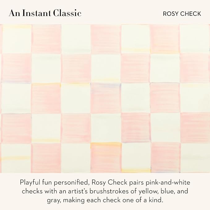 MACKENZIE-CHILDS Rosy Check Enamel Canister, Pink-and-White Kitchen Storage Container with Lid, Mini
