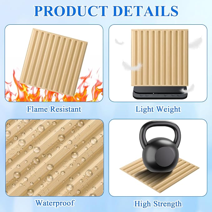 Nuanchu 32 Pcs 3D Slat Wall Panels 12 x 12 Inch PVC Fluted Textured Panel