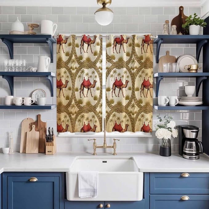 2 Panel Kitchen Cafe Curtains, Window Decor Tier Curtains