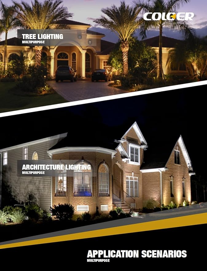 COLOER Die-cast Brass Landscape Spotlight 10-Pack Without Bulb,12V AC/DC Low Voltage Copper Outdoor Lighting with Ground Stake, Directional Garden Patio Spot Up Light (102B Copper Finish)
