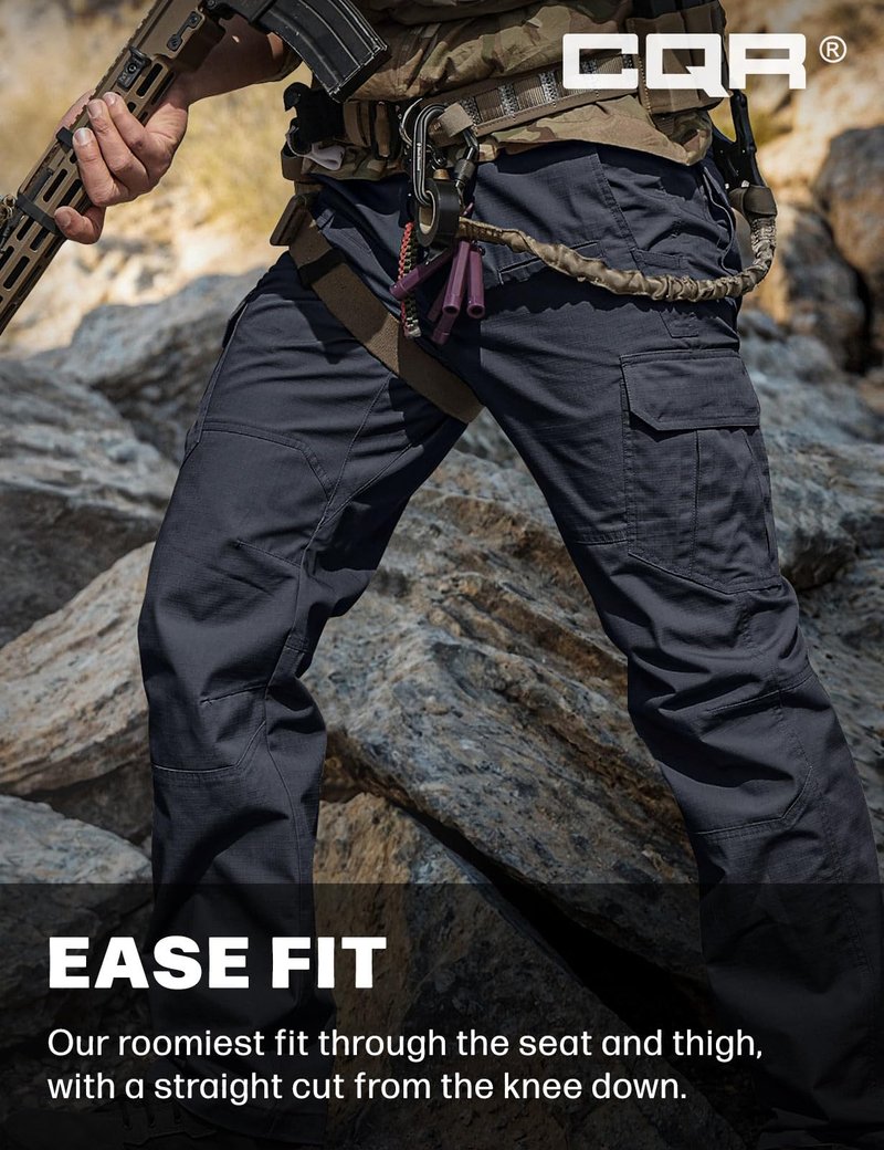 CQR Men's Tactical Pants, Water Resistant Ripstop Cargo Pants, Lightweight EDC Work Hiking Pants, Outdoor Apparel, Raider Police Navy, 40W x 30L