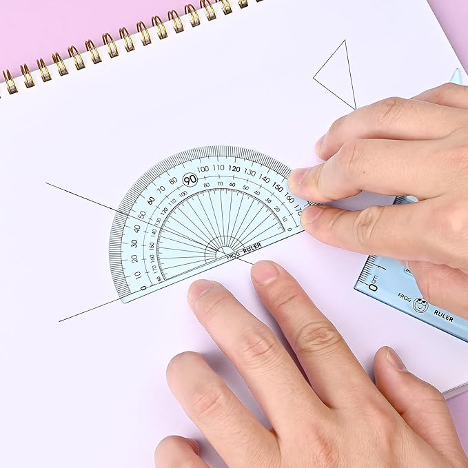 BAYTORY 12Pcs Transparent Ruler Set, Shatterproof Colorful Acrylic Rulers, Clear Lightweight Geometry Set, Student Stationery Measuring Tool, for School and Office (Transparent Colors)