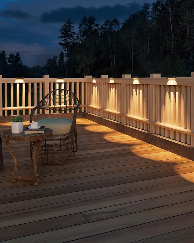 VOLISUN Solar Deck Lights 12 Pack, Warm White Glow LED Large Size Lamp, IP65 Waterproof Step Lights Outdoor for Deck, Step, Fence, Railing, Wall and Stairs (Black)