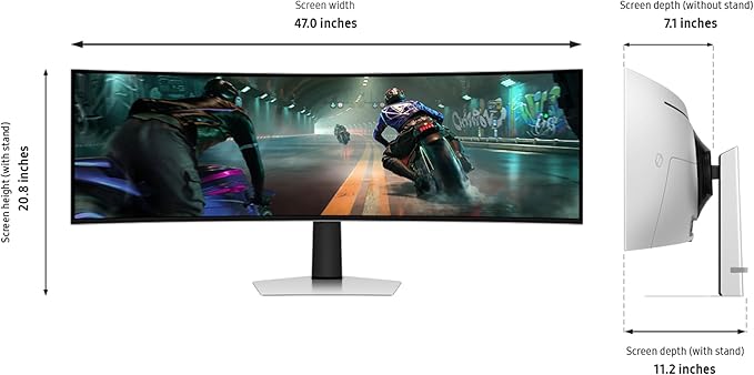 Samsung 49" Odyssey OLED G9 (G91SD) Dual QHD QD-OLED G-Sync Compatible Curved Gaming Monitor, 144Hz, 0.03ms, AMD FreeSync Premium Pro, Ergonomic Stand, 3 Year Warranty, LS49DG910SNXZA, 2024