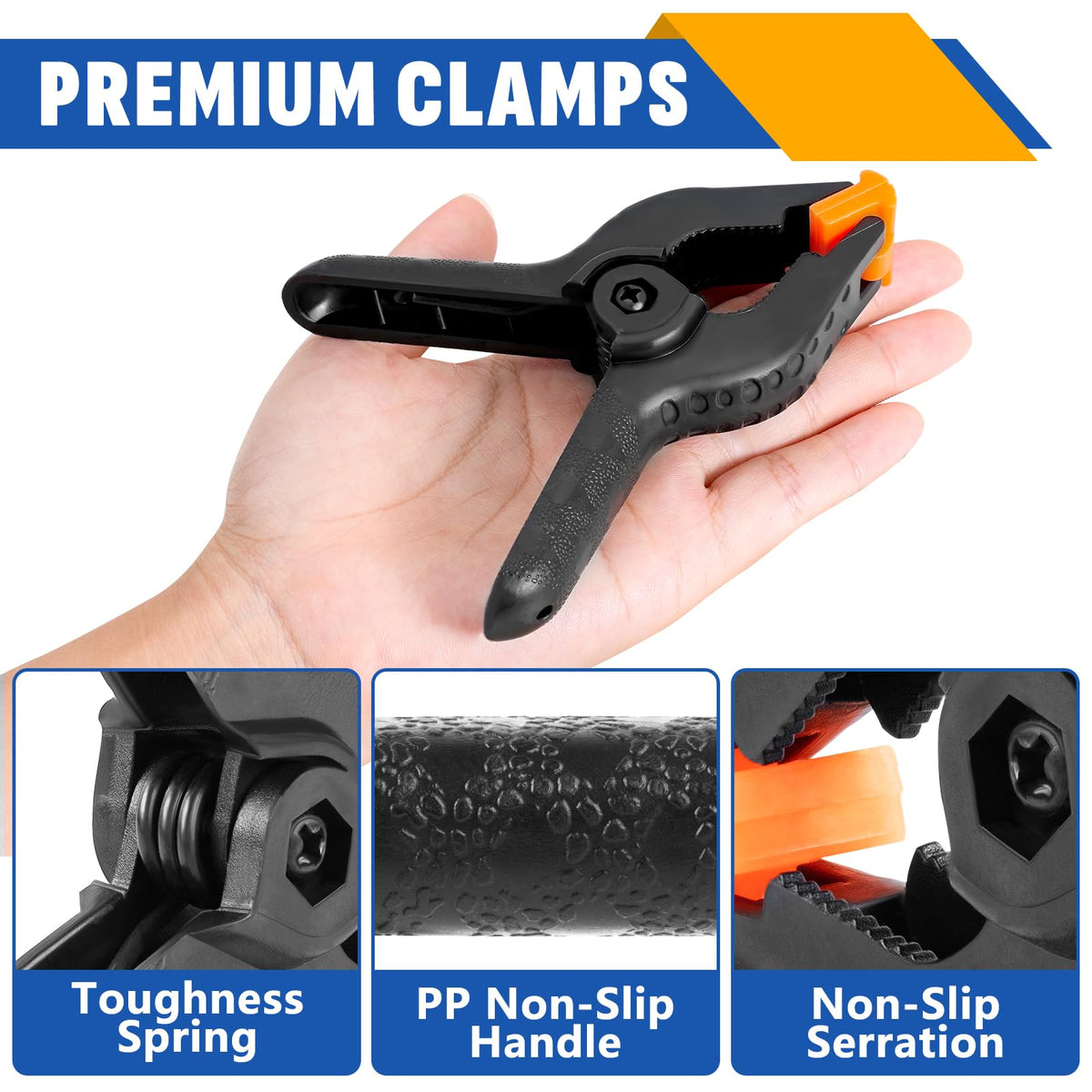 20 Pack 4.5 inch Plastic Spring Clamps, Black Heavy Duty Clips, Backdrop Clips, Woodworking Clamps, Plastic Clamps for Crafts, Backdrop Stand, Woodworking, Photography