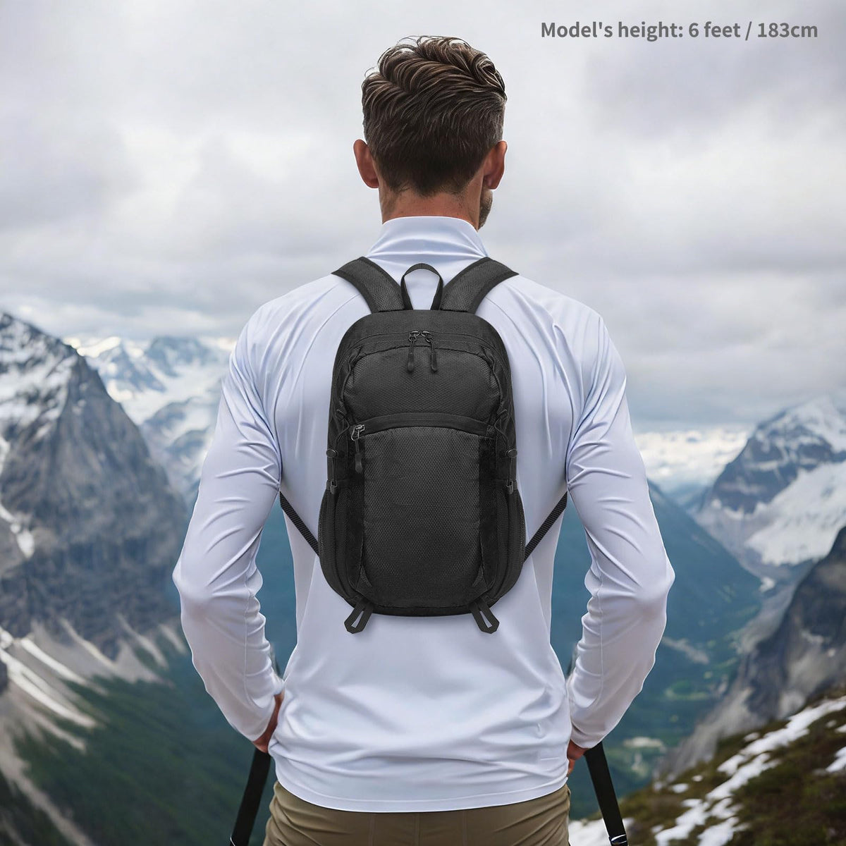SUIKIHUM 20L Small Hiking Daypack for Women Men, Foldable Packable Backpack, Lightweight Water-Repellent Travel Daypack for Camping Outdoor, Black