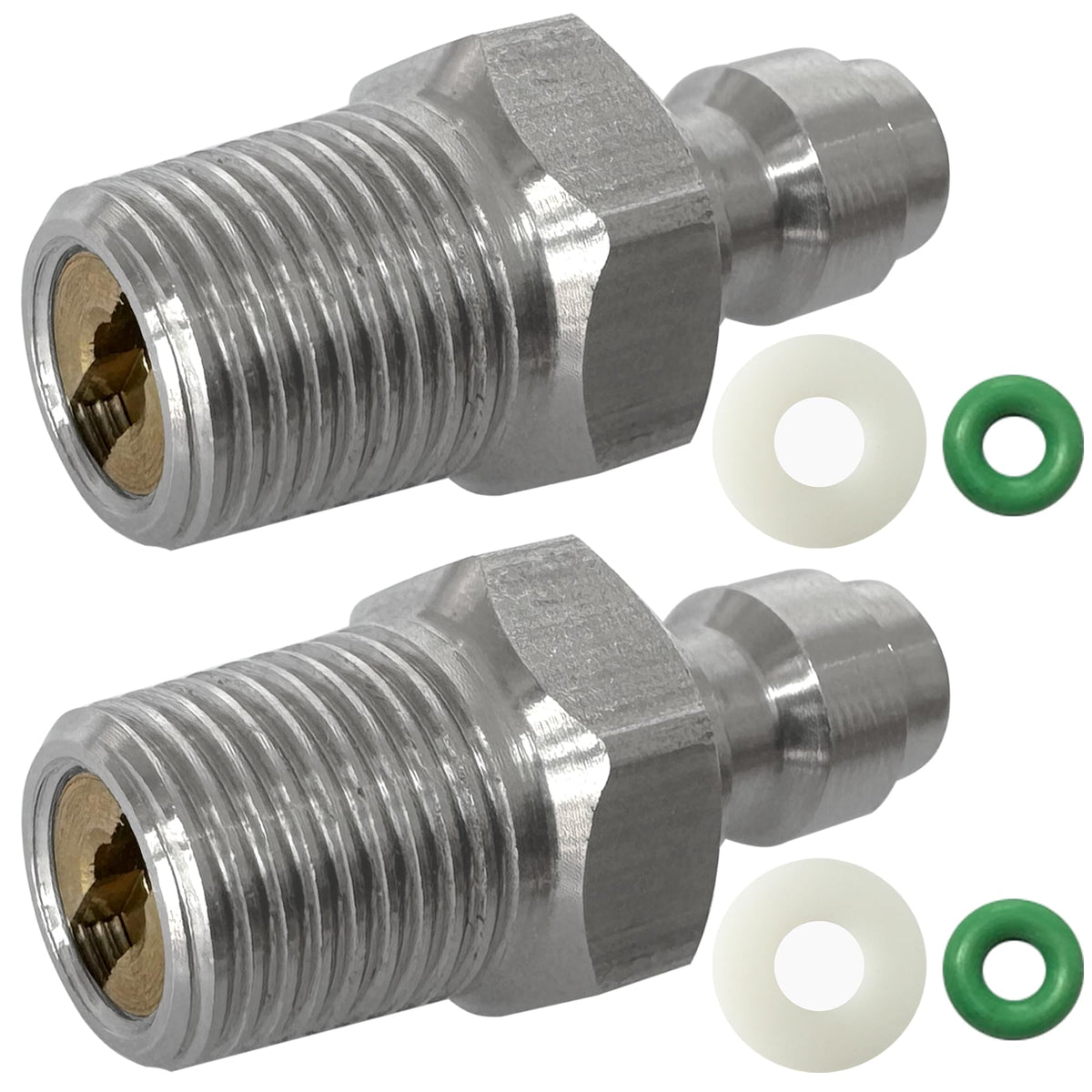 HMKUGO 2PCS 8mm Quick-Disconnect Plug Adapter, Stainless Steel 1/8" NPT Male Thread PCP Paintball Charging Fittings with Sealing O-Ring