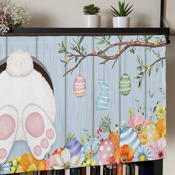 Easter Curtain Valances for Windows, Kitchen Valance Window Treatment, Spring