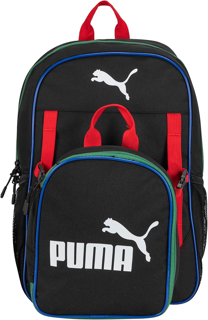 PUMA Unisex Kid's Colony Lunch Kit & Backpack Combo, Black/Multicolor, Medium