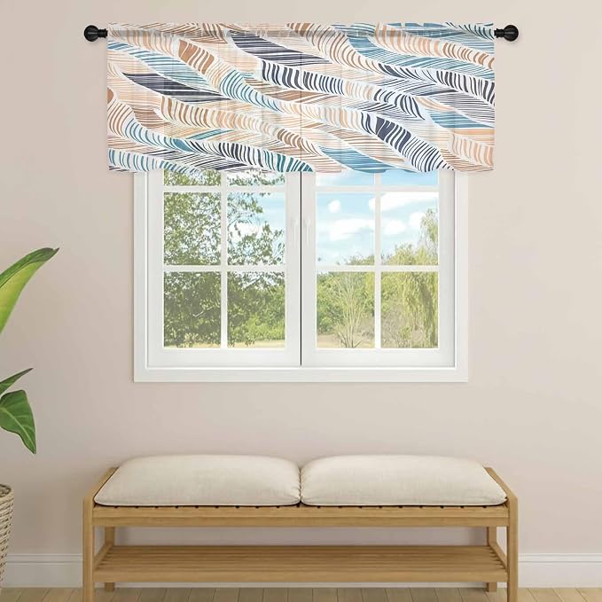 Abstract Stripes Sheer Valance Curtains