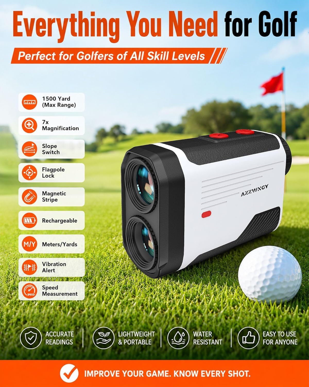 Golf Rangefinder with Slope 1500 Yards | Laser Range Finder