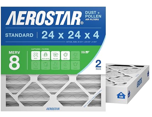 Aerostar 24x24x4 MERV 8 Air Filter 2 Pack, HVAC Pleated A/C Furnace Filters