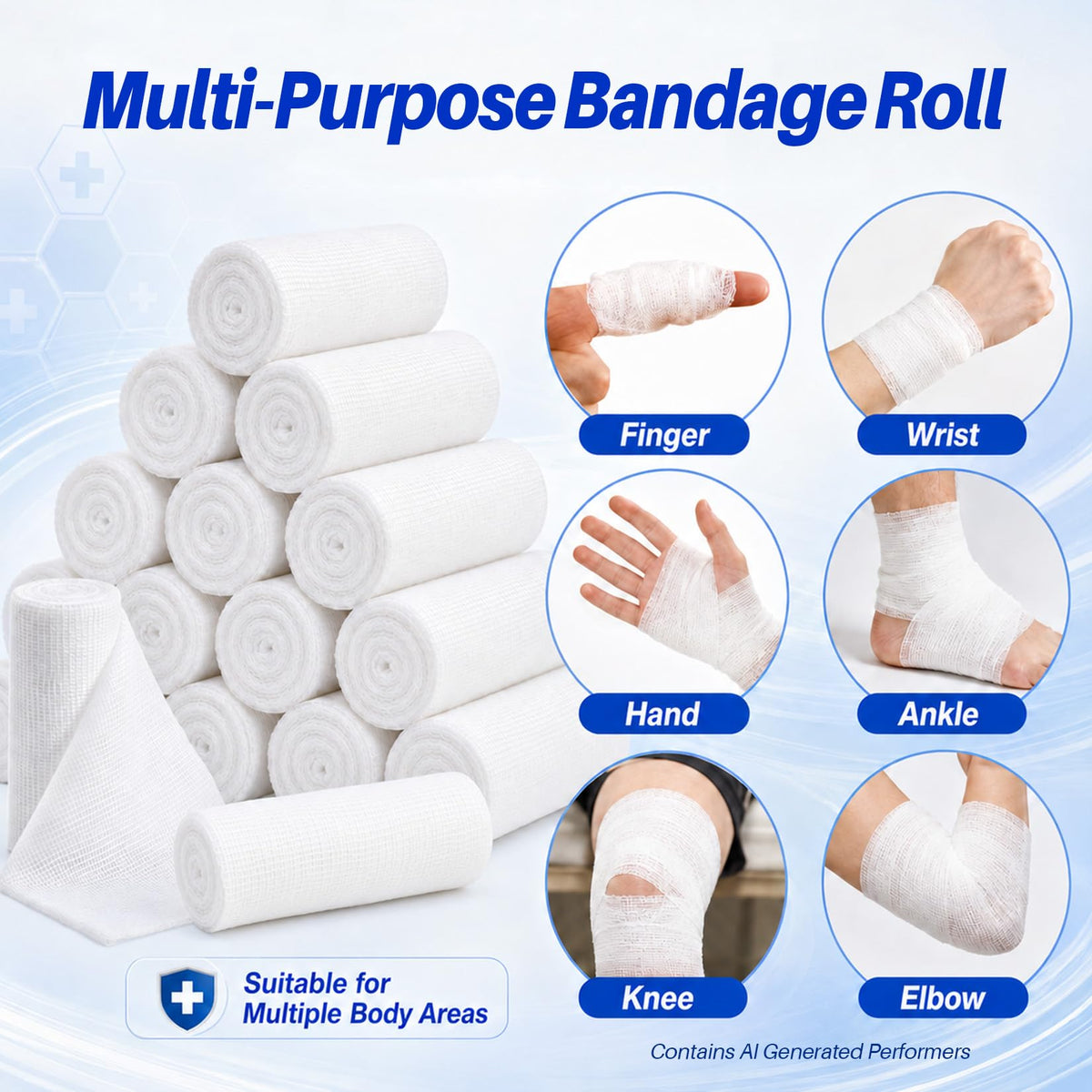 MAQIHAN 15PACK Gauze Rolls Bandages - 3 in x 4.9 Yards Individually Wrapped Rolled Gauze, Halloween Mummy Wraps, Breathable First Aid Supplies, Lightweight Wound Care Kit, Bandage Wrap
