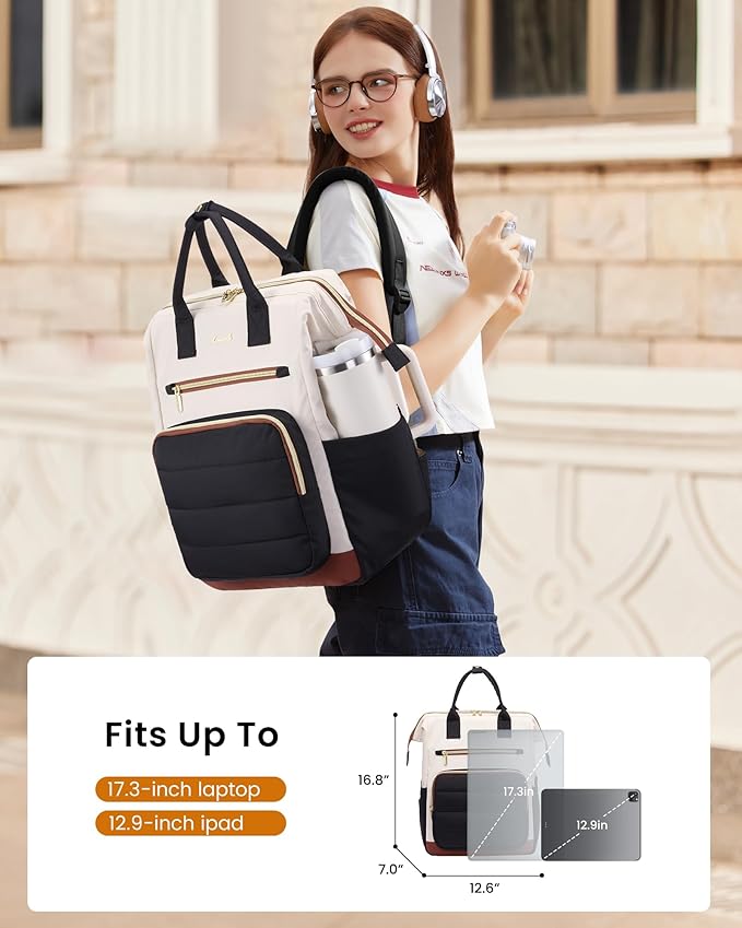 LOVEVOOK Puffer Laptop Backpack for Women, 17 Inch Work Backpack purse for Nurse Teacher, College Back to School Bookbag for Teen Girls, Personal Item Travel Bag Computer Daypack for Daily Commute
