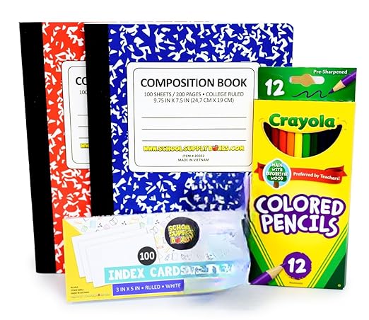 School Supply Boxes | Secondary School Case (2 Boxes) | Back to School Essentials Kit for Students & Teachers | Includes 1" Binders, College-Ruled Notebooks, College-Ruled Filler Paper, & More