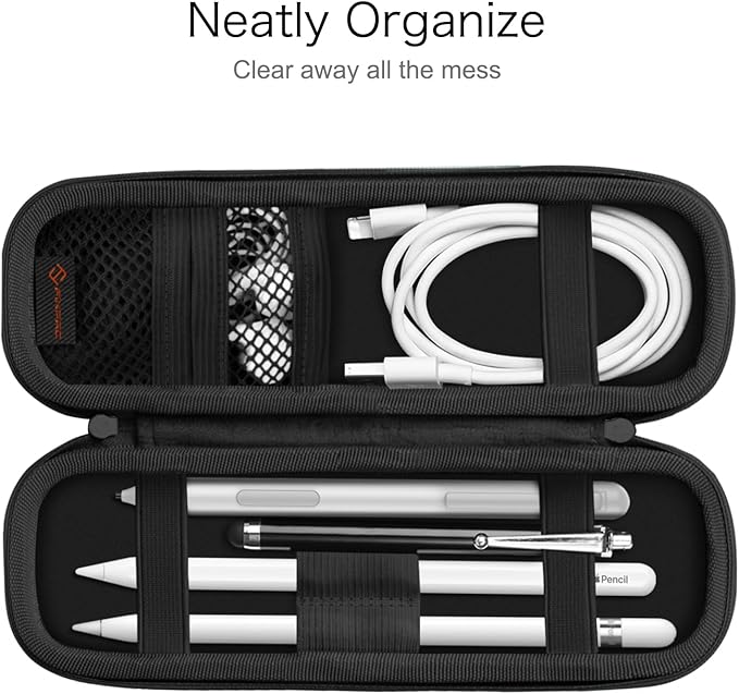 Fintie Holder Case for Apple Pencil Pro, Apple Pencil (USB-C / 1st / 2nd Generation), PU Leather Carrying Bag Sleeve Compatible with Pen, USB Cable, Samsung Stylus, Gray