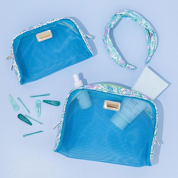 Lilly Pulitzer Clear Zipper Pouch, Cute Pencil Case for Adults, Travel Toiletry Bag, Small Pouch Bag for Supplies, Makeup or Toiletries, Just a Pinch