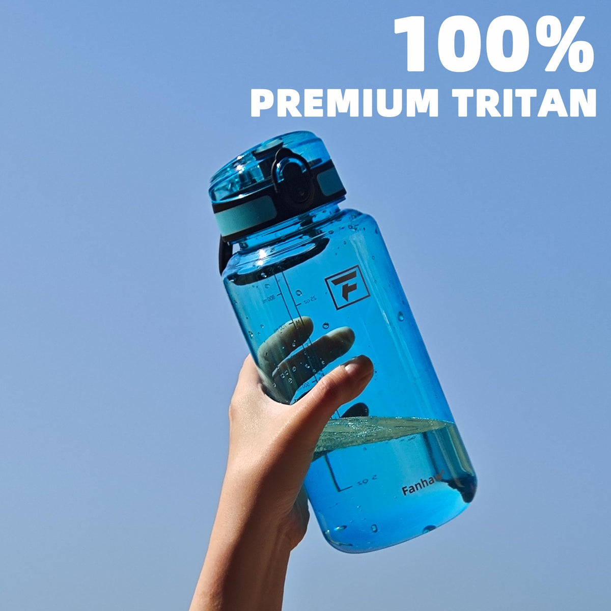 Fanhaw 32 Oz Clear Tritan Water Bottle, BPA-Free & Leak-Proof, Wide Mouth with Anti-dust Chug Lid, Reusable Plastic Bottle for Gym, Travel, School & Office, Back to School Essentials (Clear&White)