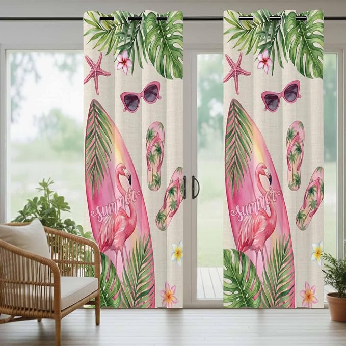 Summer Flamingbirds Outdoor Curtains