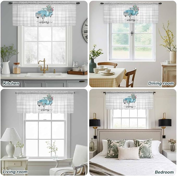 Welcome Sheer Valance Curtains, Summer Car
